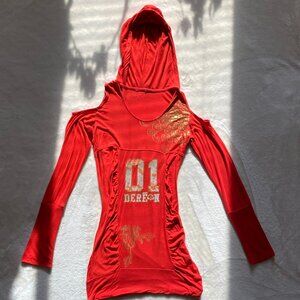 Deréon Bodycon Hoodie Dress Cutout Shoulders Beyoncé Vintage Streetwear M